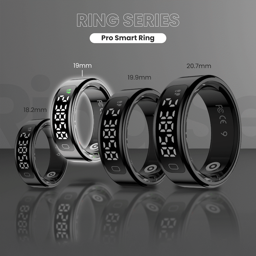 Volkano Ring Series Ring Pro Smart Ring with Charging Case - 19mm | VK-5099-L-BK