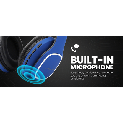 Volkano Phonic Series Bluetooth Full Size Headphones - Blue | VK-2002-BL