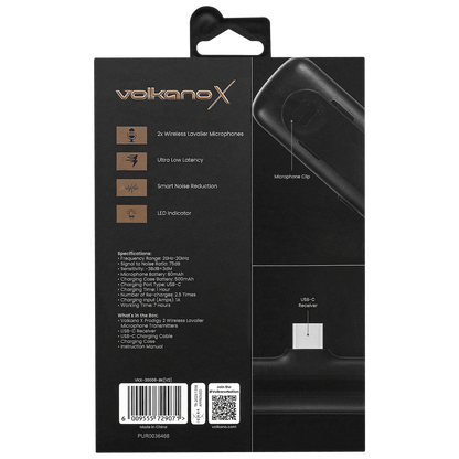 VolkanoX Prodigy 2 Series Wireless Lavalier Microphone | VKX-30006-BK[V2]