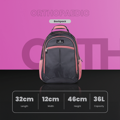 Volkano Orthopaedic Backpack 27L - Dark Grey/Pink | VK-7093-DGRPK