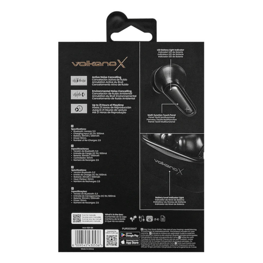 VolkanoX VXT100S TWS Earphones - Black | VKX-1121-BK