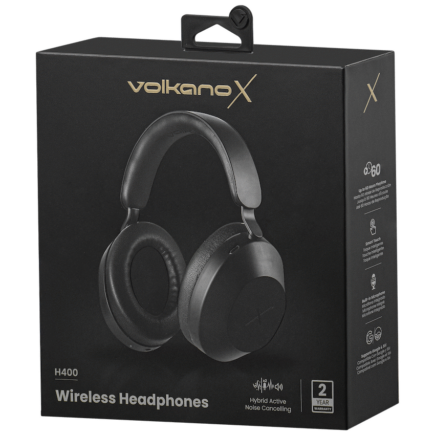 VolkanoX H400 Hybrid Active Noise Cancellation Headphones - Black | VXH-400-BK