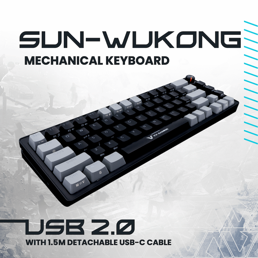 VX Gaming Sun-Wukong RGB Hot Swappable Mechanical Keyboard | VX-232-BKGY