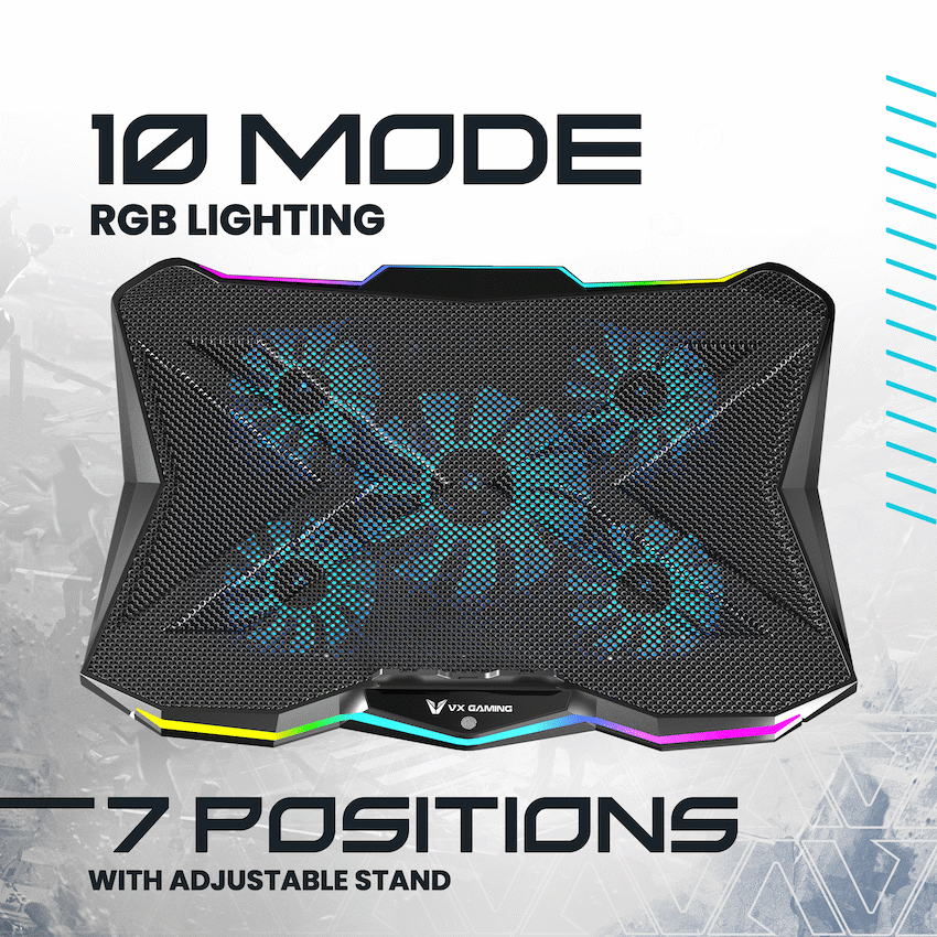VX Gaming Boreas Series 5-Fan 17" Notebook Cooling Stand | VX-208-BK