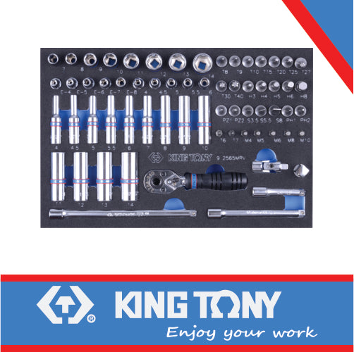 KING TONY SOCKET SET COMBINATION 1/4" 65PC EVA FOAM | 9 2565MRV