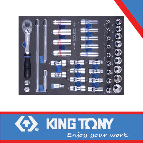 KING TONY SOCKET SET COMBINATION 3/8" 44PCS EVA FOAM | 9 3544MRV