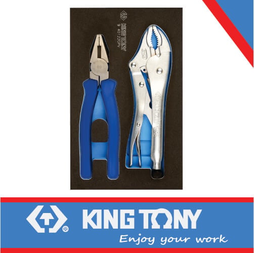 KING TONY PLIERS SET COMBANATON AND V/GRIP 2PC EVA FOAM | 9 40122GPV