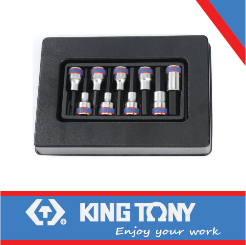 KING TONY SOCKET SET 1/2" HEX BIT 4 17MM 9PC | 9 4120PR