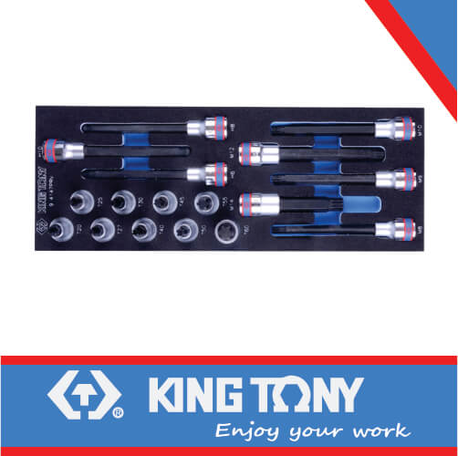 KING TONY SOCKET SET 1/2" HEX   TORX & SPLINE BITS 17PC | 9 4147PRV