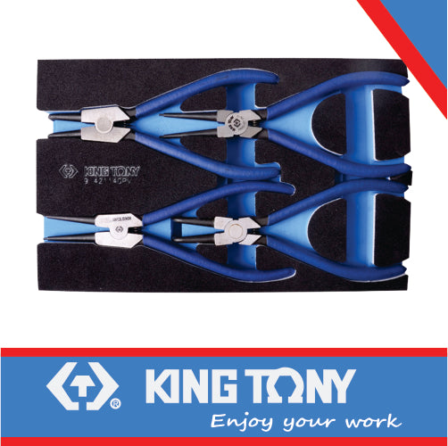 KING TONY PLIERS SET CIRCLIP 175MM 4PC  EVA FOAM | 9 42114GPV