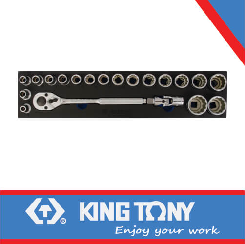 KING TONY SOCKET SET 20PC 1/2" EPE FOAM | 9 4219MRG05