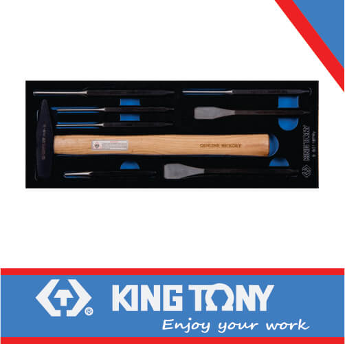 KING TONY COMBINATION SET HAMMER + CHISELS EVA FOAM | 9 90118PRV