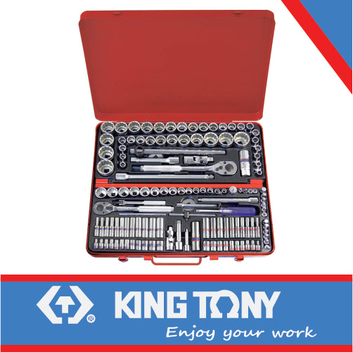 KING TONY SOCKET SET COMBINATION 1/4"   3/8" & 1/2" 135 PC | 9033CR
