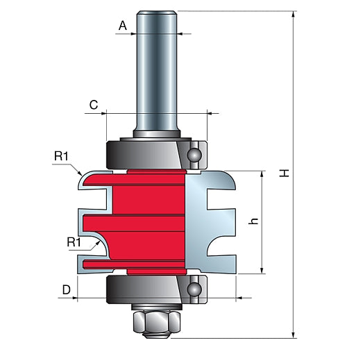Freud Matched Profile &amp; Scribe Router Bits, D-50.4mm x h-32.7mm H-104mm x R-7.0mm x C-32mm A-1/2" | 99-29350P