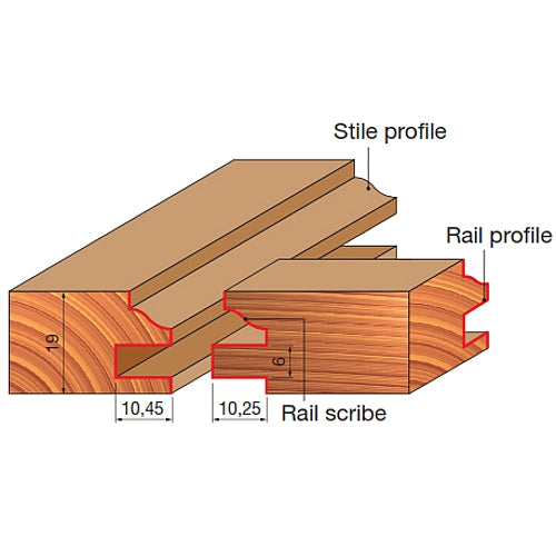 Freud Matched Profile & Scribe Router Bits, D-42.9mm x H-77mm x R1-4.5mm x R2-5.5mm x C-22mm x A-1/2" | 99-26150P