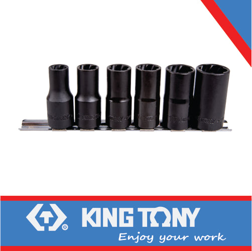KING TONY 1/2"DR.DAMAGED NUT REMOVER SOCKET SET 10 19mm 6PC. | 9TD036MR