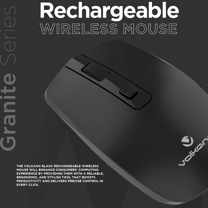 Volkano Granite Series Rechargeable Wireless Mouse - Black | VK-20196-BK