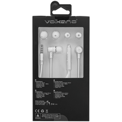 Volkano Earphones with Mic - Stannic Series - White | VSN202-WHT[V2]
