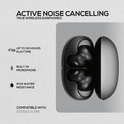 Volkano Sugar-Cube Active Noise Cancelling True Wireless Earphones - Black | VK-2222-BK