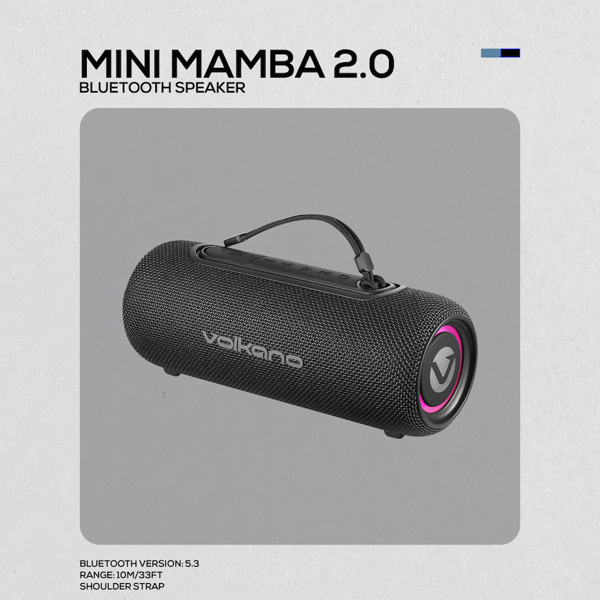 Volkano Mini Mamba 2.0 Series Bluetooth Speaker - Black | VK-3138-BK