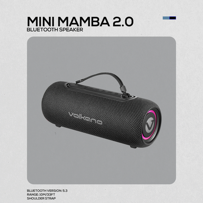 Volkano Mini Mamba 2.0 Series Bluetooth Speaker - Black | VK-3138-BK