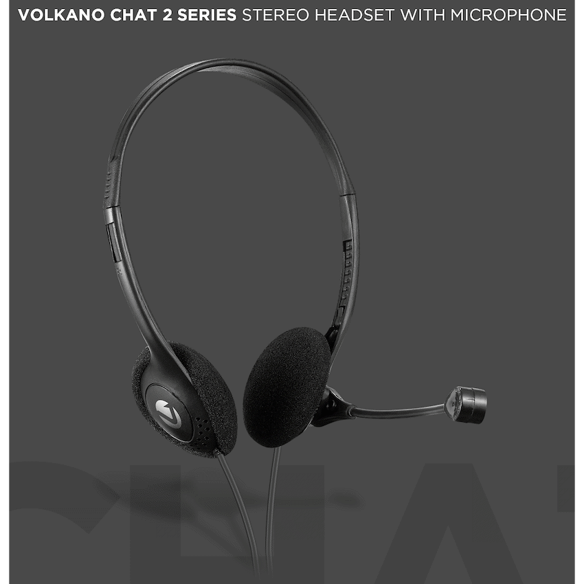 Volkano Chat 2 Stereo Headset with Boom Microphone | VK-20151-BK