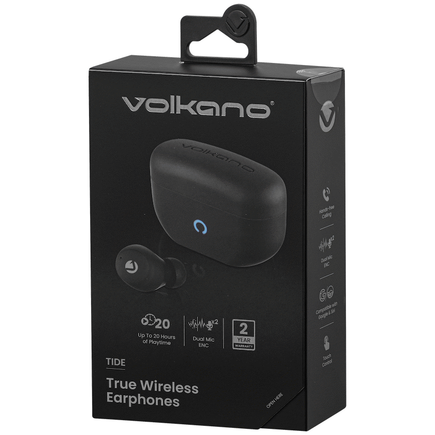 Volkano Tide Series True Wireless Earphones - Black | VK-1179-BK