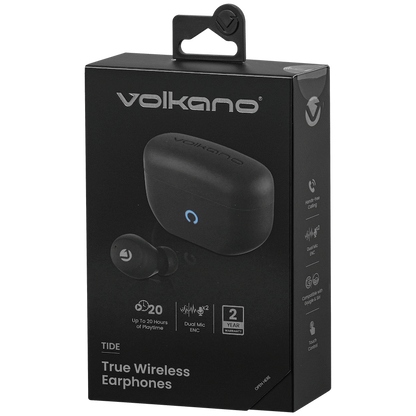 Volkano Tide Series True Wireless Earphones - Black | VK-1179-BK