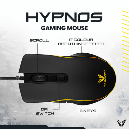 VX Gaming Hypnos Series Gaming Mouse with Rainbow Lighting | VX-210-BK