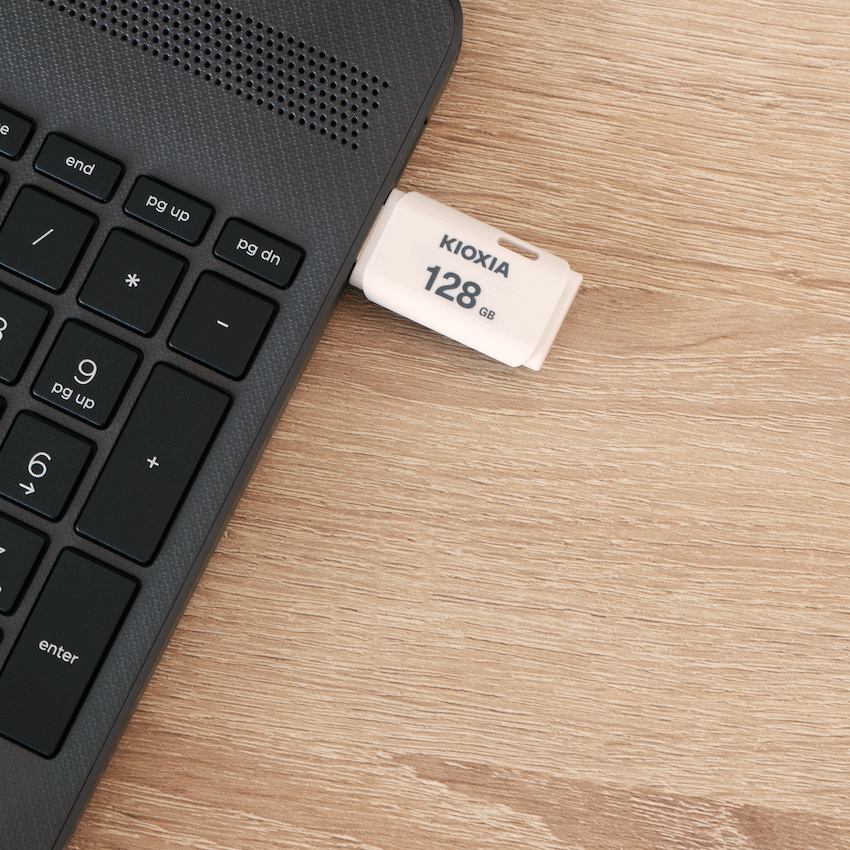 Kioxia TransMemory U202 128GB USB 2.0 Type-A Flash Drive (White) | LU202W128GG4