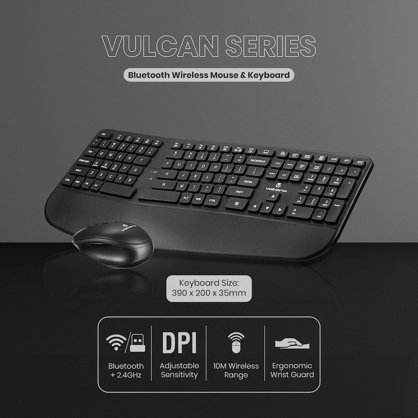 Volkano Vulcan Series Bluetooth Wireless Keyboard and Mouse | VK-20302-BK