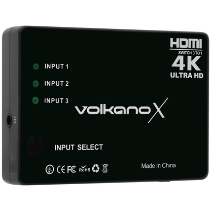 VolkanoX Define Series HDMI Switch 3-Way | VK-20211-BK