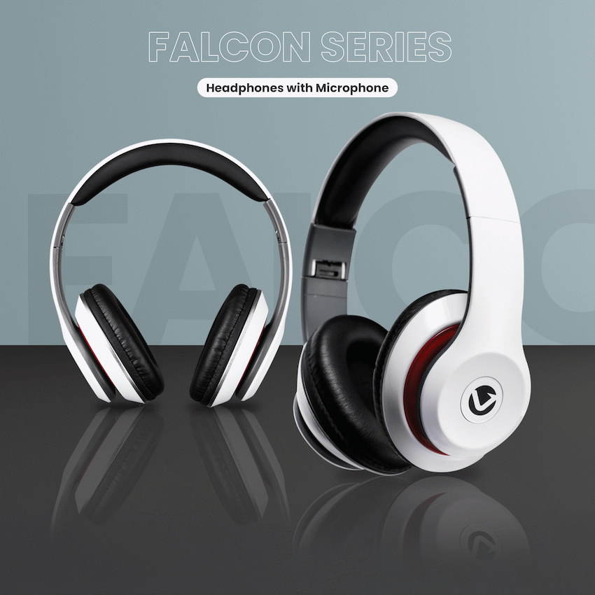 Volkano Falcon Series Headphones with Microphone - White | VB-VF401-W