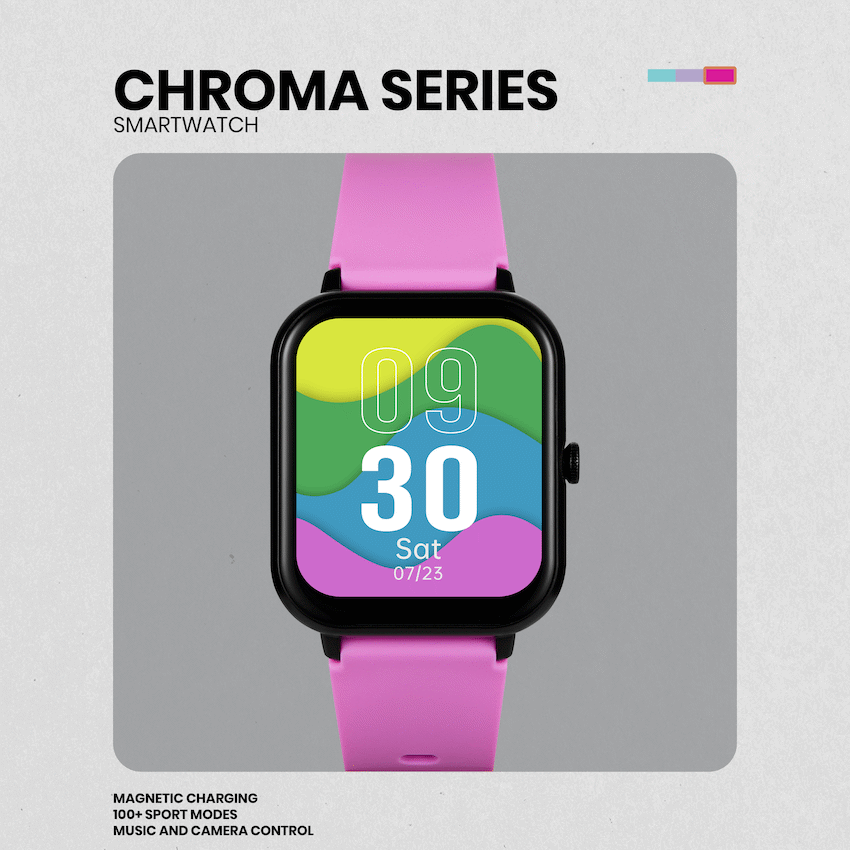 Volkano Chroma Series Smartwatch with Flamingo Pink Strap | VK-5088-FP