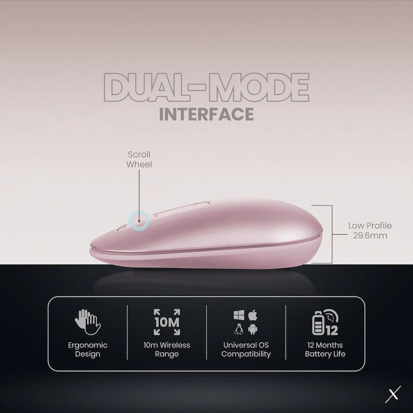 VolkanoX Lava Bluetooth Wireless Mouse - Rose | VKX-204-LI