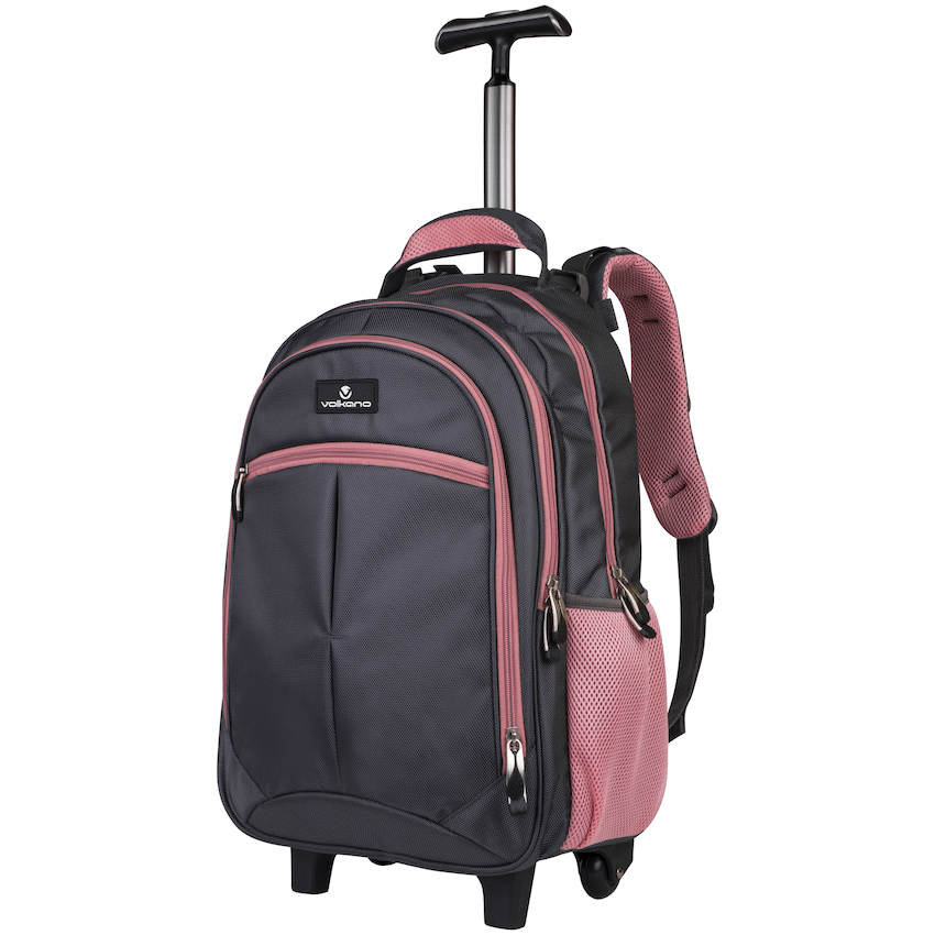 Volkano Orthopaedic Trolley Backpack 27L - Dark Grey/Pink | VK-7094-DGRPK