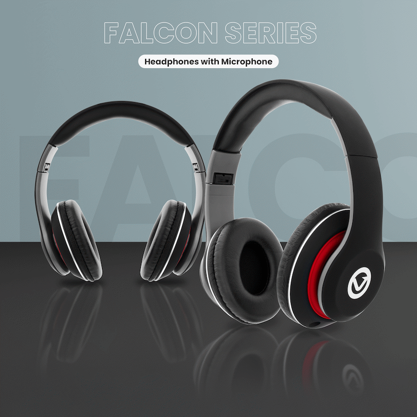 Volkano Falcon Headphones with Microphone - Black | VB-VF401-B