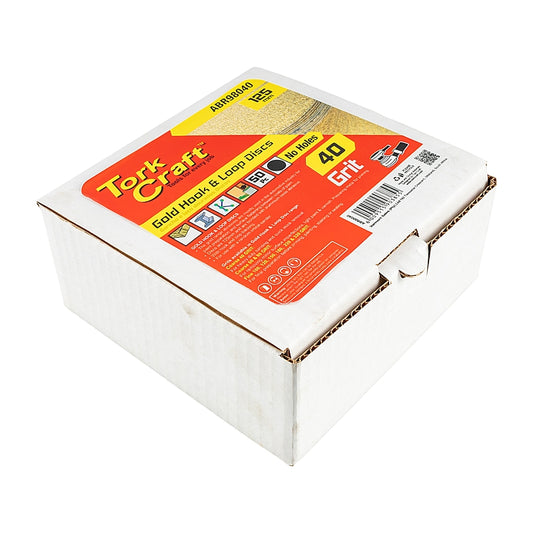 Tork Craft 50Pc Gold Discs, 125mm, 40 Grit, Without Holes (Hook & Loop) | ABR98040