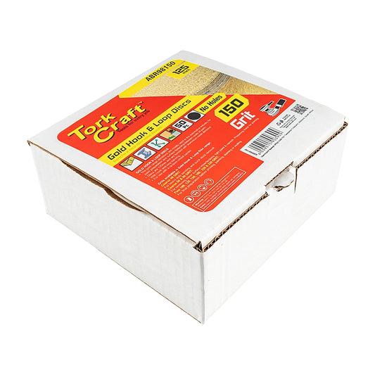 Tork Craft 50Pc Gold Discs, 125mm, 150 Grit, Without Holes (Hook & Loop) | ABR98150