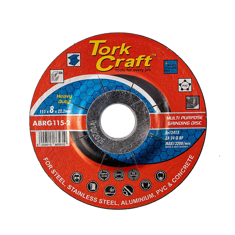 Tork Craft Multi-Purpose Grinding Disc, 115 X 8.0 X 22.2mm | ABRG115-2