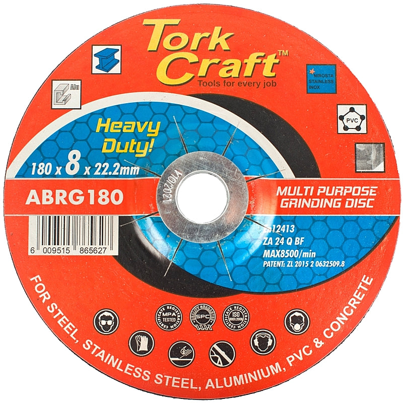 Tork Craft Multi-Purpose Grinding Disc, 180 X 8.0 X 22.2mm | ABRG180