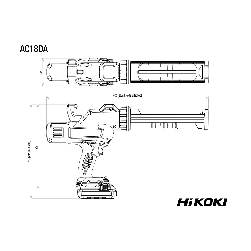 HiKOKI 18V Cordless Caulking Gun (Bare Tool) | AC18DAW4Z