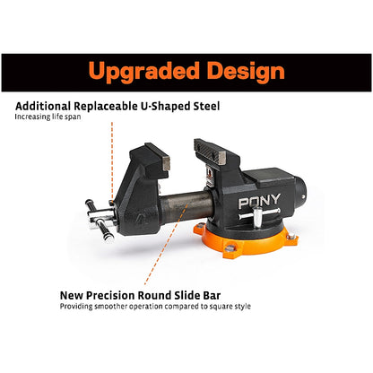 Pony 4" Heavy Duty Workshop Swivel Base Bench Vice (100mm) | AC29140