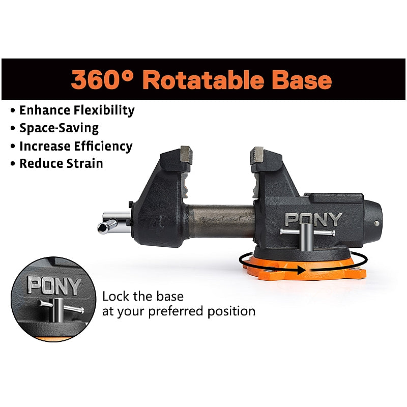 Pony 4" Heavy Duty Workshop Swivel Base Bench Vice (100mm) | AC29140