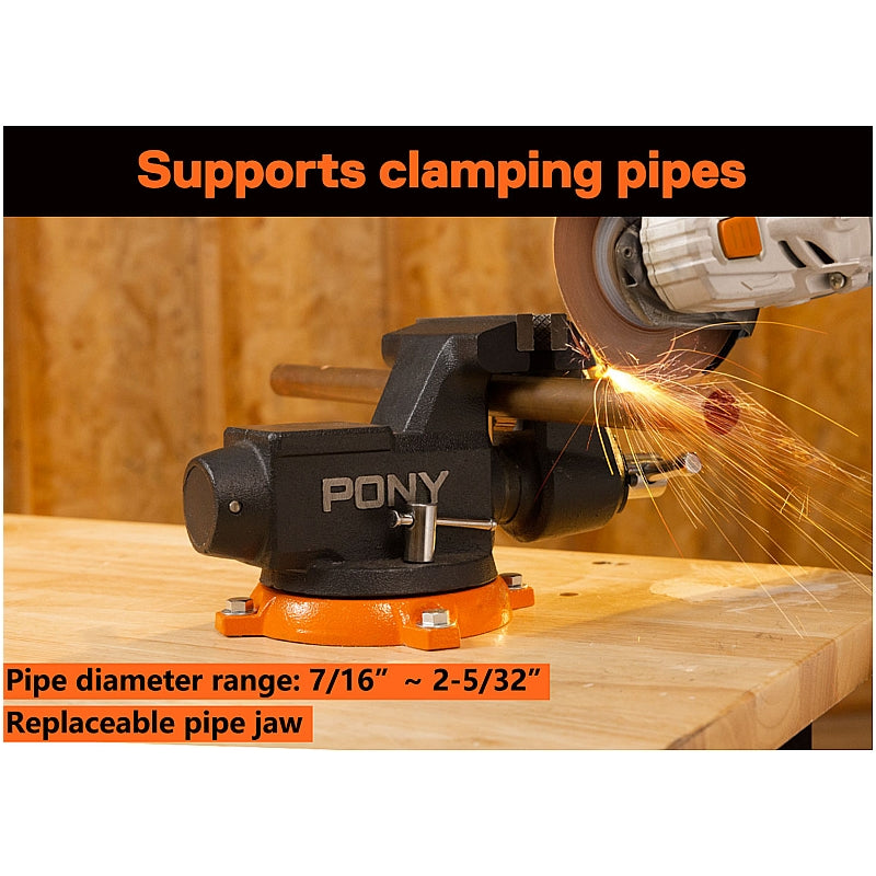 Pony 4" Heavy Duty Workshop Swivel Base Bench Vice (100mm) | AC29140