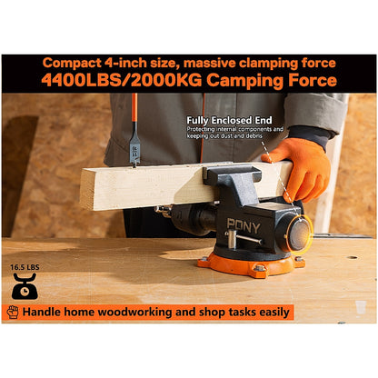 Pony 4" Heavy Duty Workshop Swivel Base Bench Vice (100mm) | AC29140