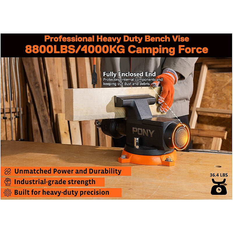 Pony 6" Heavy Duty Workshop Swivel Base Bench Vice (150mm) | AC29160