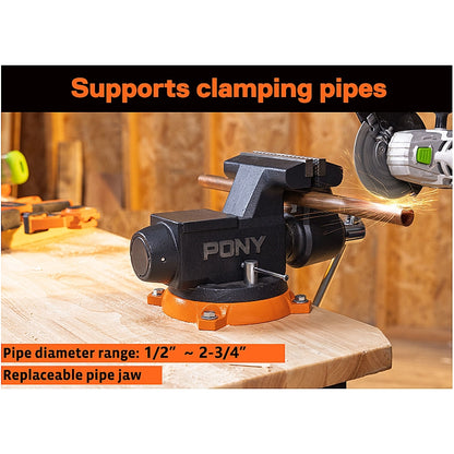 Pony 6" Heavy Duty Workshop Swivel Base Bench Vice (150mm) | AC29160