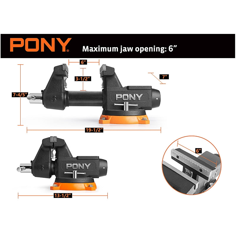 Pony 6" Heavy Duty Workshop Swivel Base Bench Vice (150mm) | AC29160