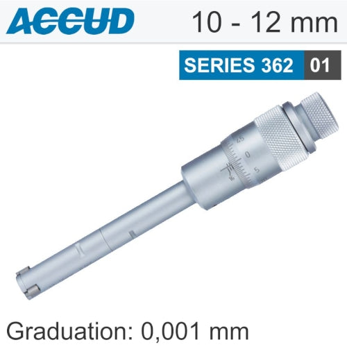 Three points internal micrometer with setting ring 10-12mm